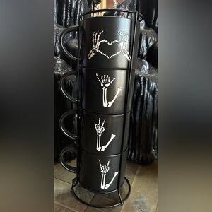 Skeleton Hand Black Stacking Mugs